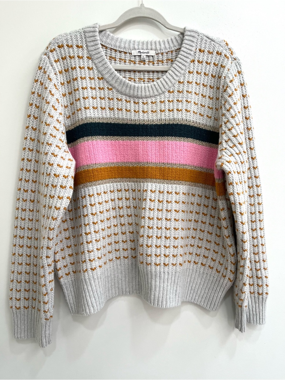 Madewell Striped Barfield merino wool alpaca blend Sweater XL eclectic MC013